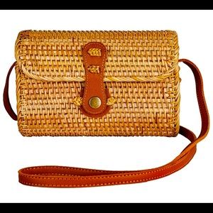 Handwoven Round Rattan Clutch Bag
